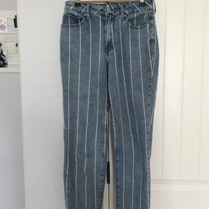 Striped straight leg jeans